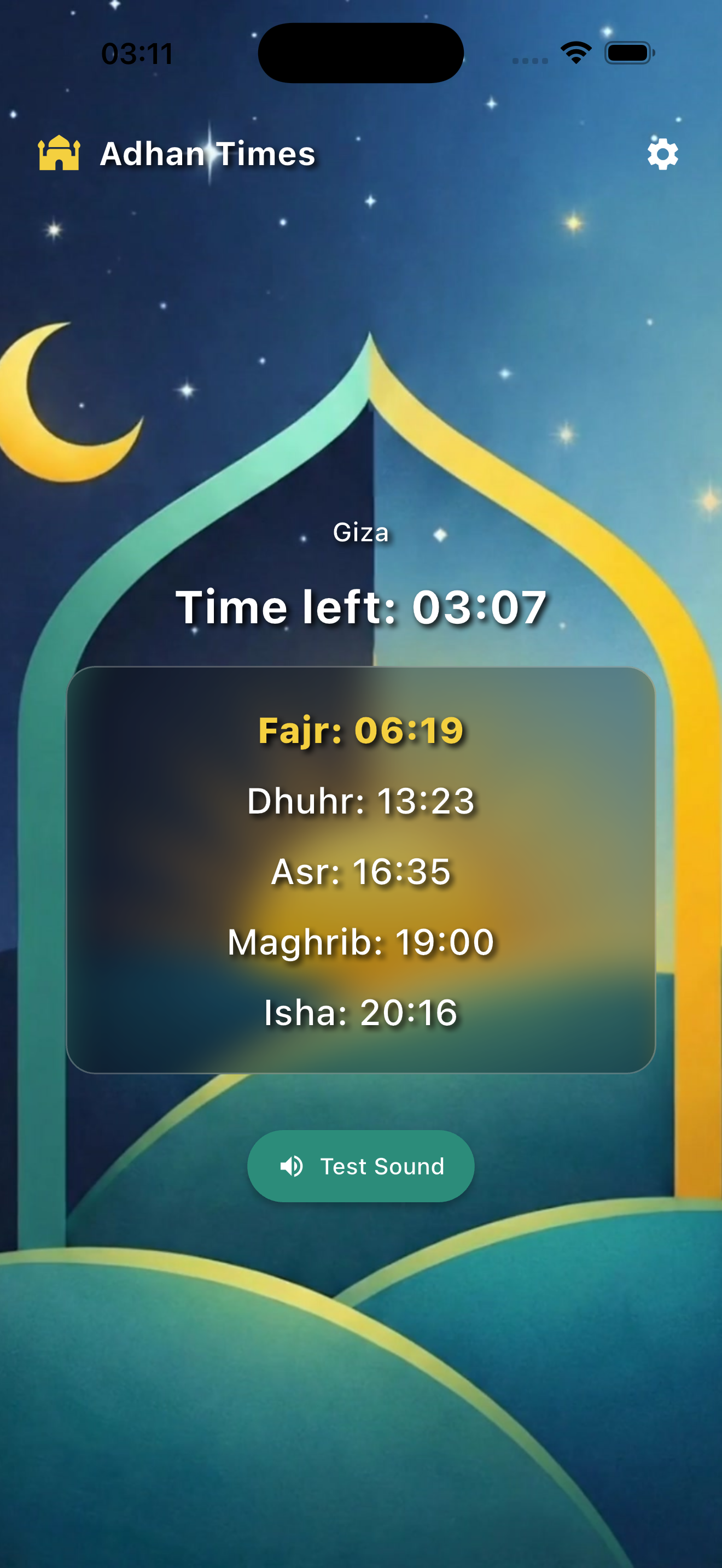 Prayer Times Screen